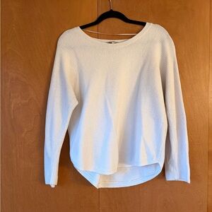 White Ribbed Long Sleeve Sweater
